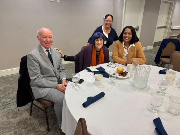 Congresswoman Hayes with Reps. Joe Courtney and Rosa DeLauro at an event celebrating the achievements of the IIJA.