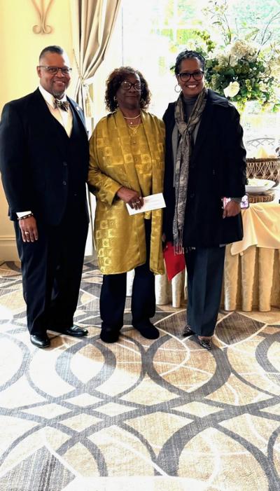 Congresswoman Hayes poses for a photo while attending a celebration at Mt. Olive Senior Citizens Center