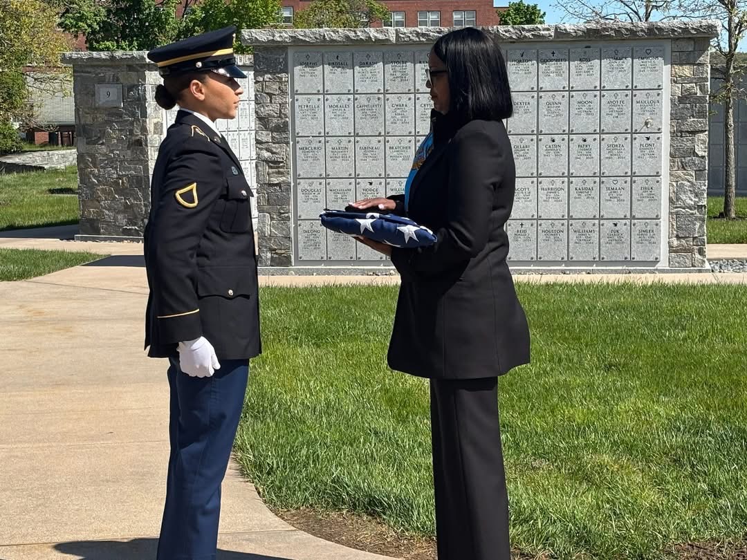 Congresswoman Hayes attends a service honoring a constituent who was honorably discharged from the military. 